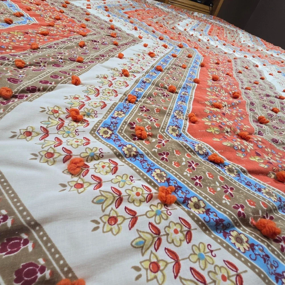 Handmade Quilt Blanket Throw Vintage 1970s‎ Cabin Farmhouse 80 x 93 Queen Size